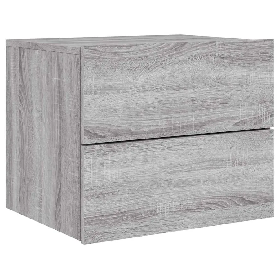 Table de chevet murale avec lumières LED sonoma gris - 3
