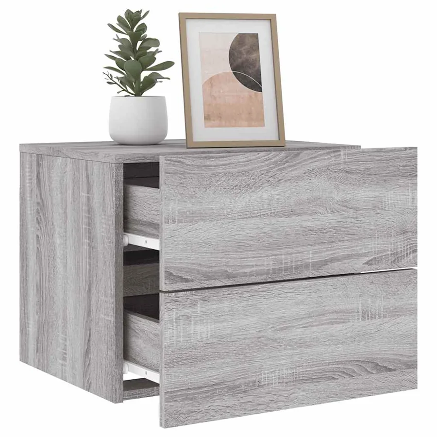 Table de chevet murale avec lumières LED sonoma gris - 5