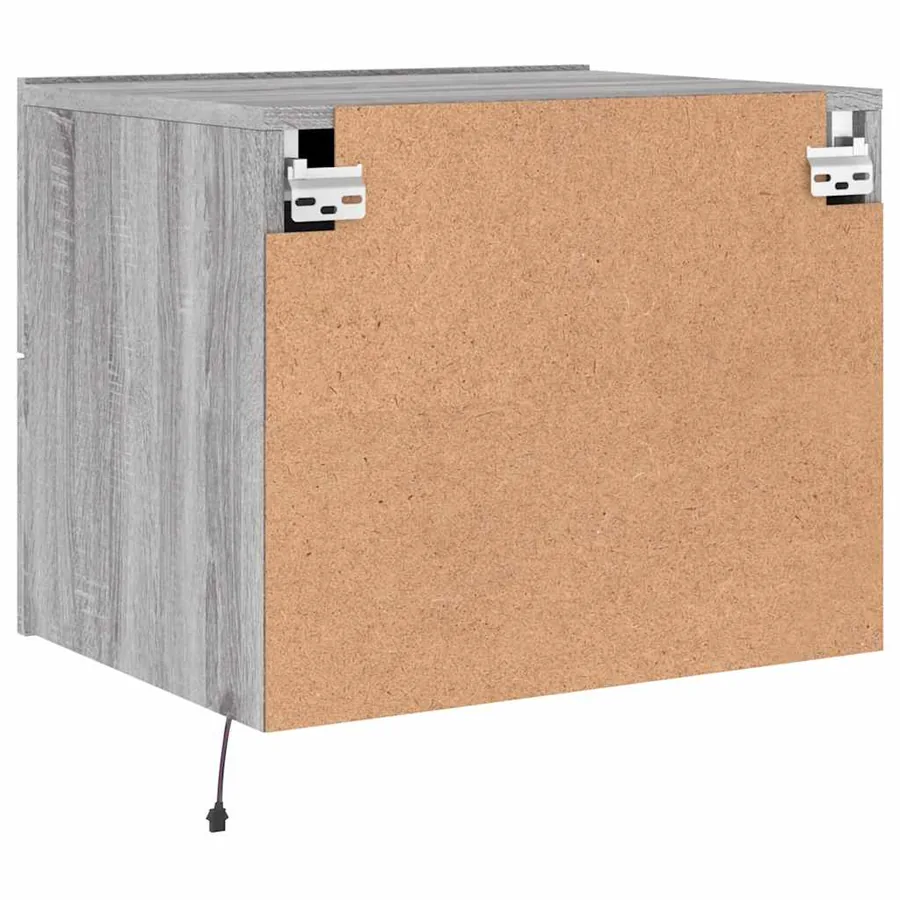 Table de chevet murale avec lumières LED sonoma gris - 9