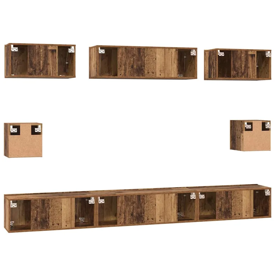 Ensemble meuble TV 8 pcs Bois Ancien Bois d'ingénierie - 11