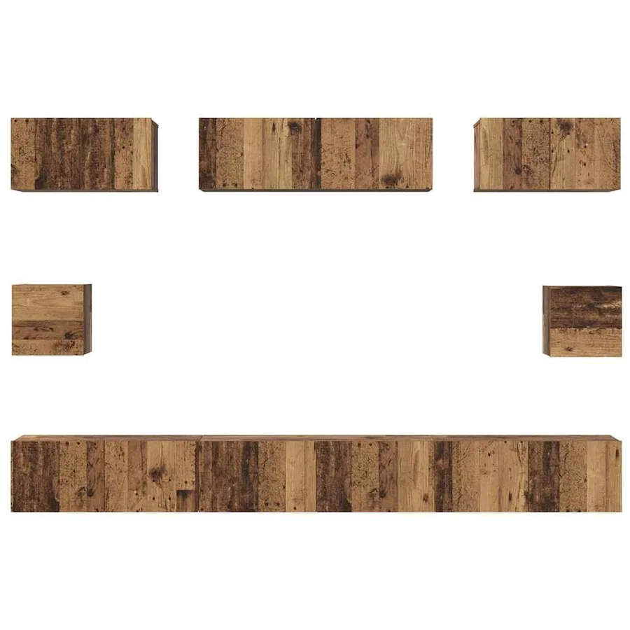 Ensemble meuble TV 8 pcs Bois Ancien Bois d'ingénierie - 9