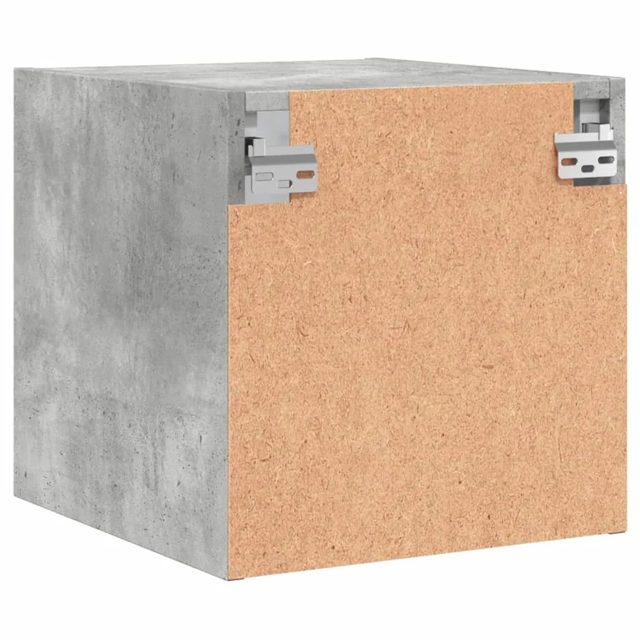 Tables de chevet et portes vitrées 2 pcs gris béton 35x37x35 cm - 9