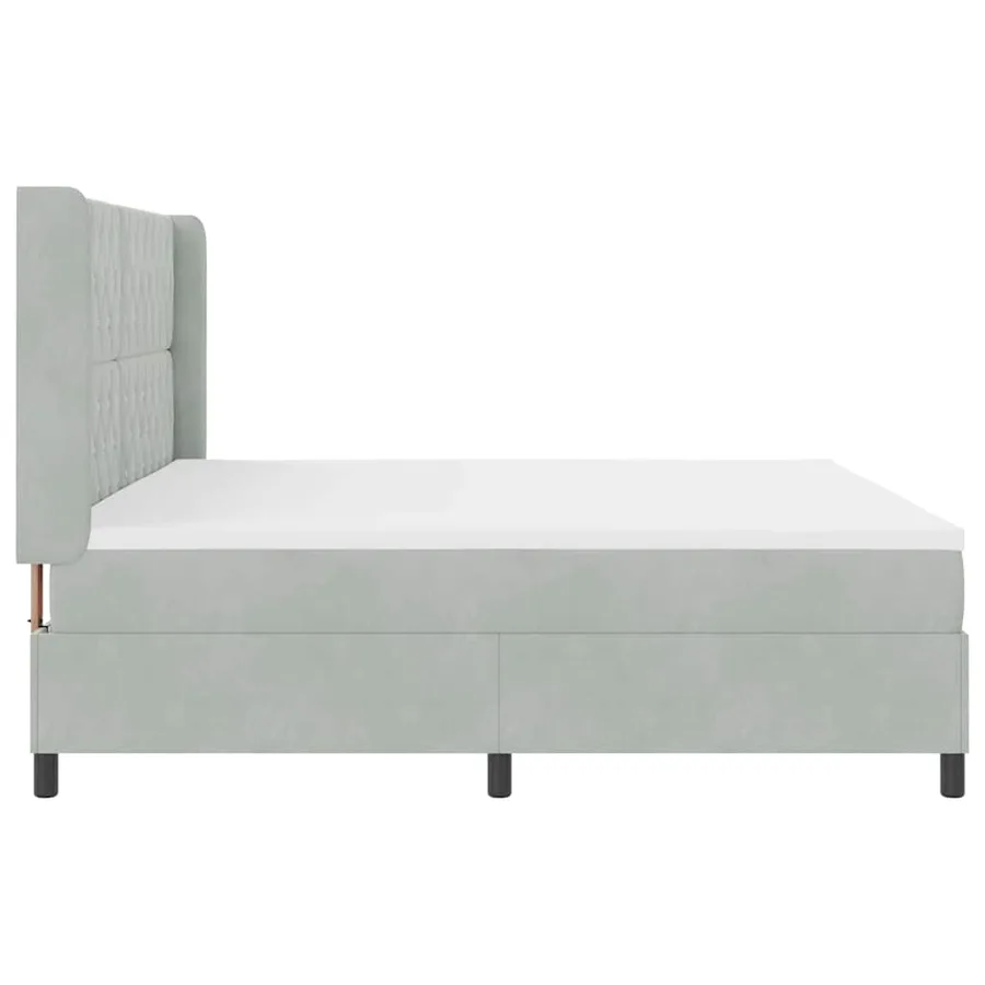 Lit à ressorts avec matelas Gris clair 200 x 200 cm Velours - 6