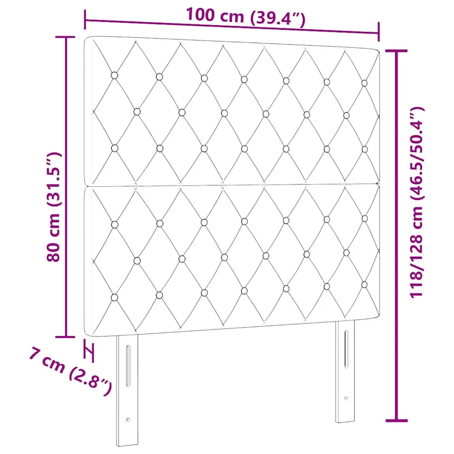 Tête de lit Gris clair 100 cm Velours - 9