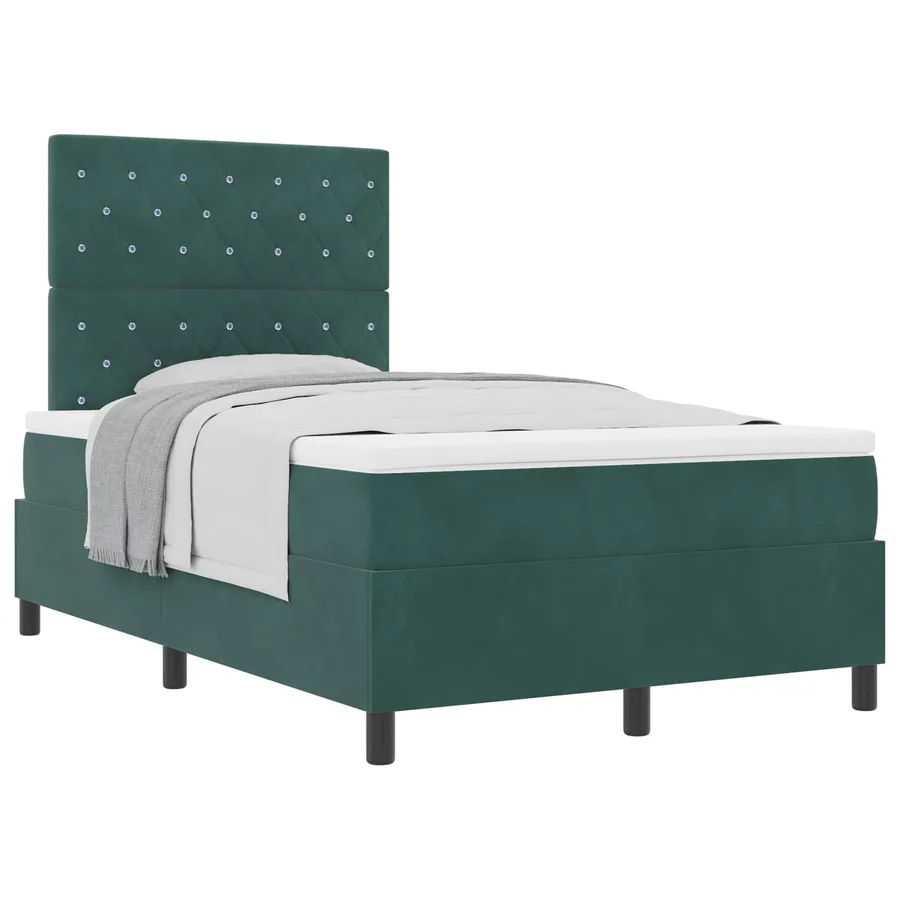 Lit à ressorts avec matelas Vert foncé 120 x 190 cm Velours - 2
