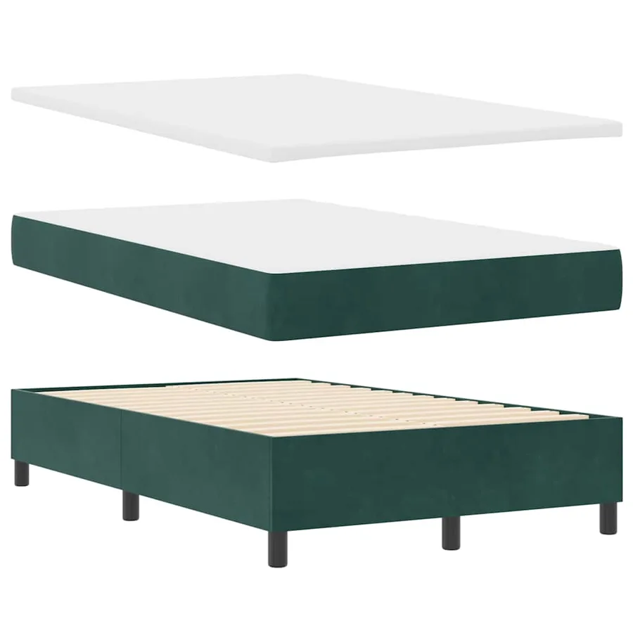 Lit à ressorts avec matelas Vert foncé 120 x 190 cm Velours - 6