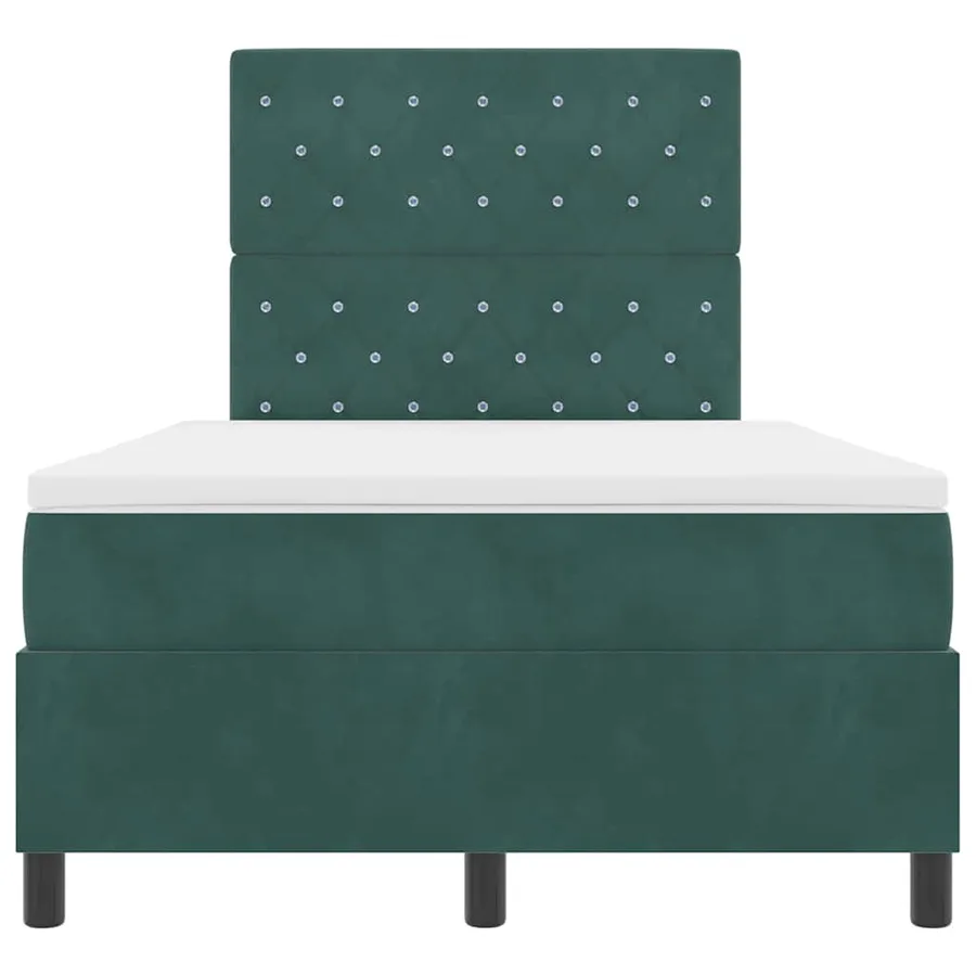 Lit à ressorts avec matelas Vert foncé 120 x 190 cm Velours - 7