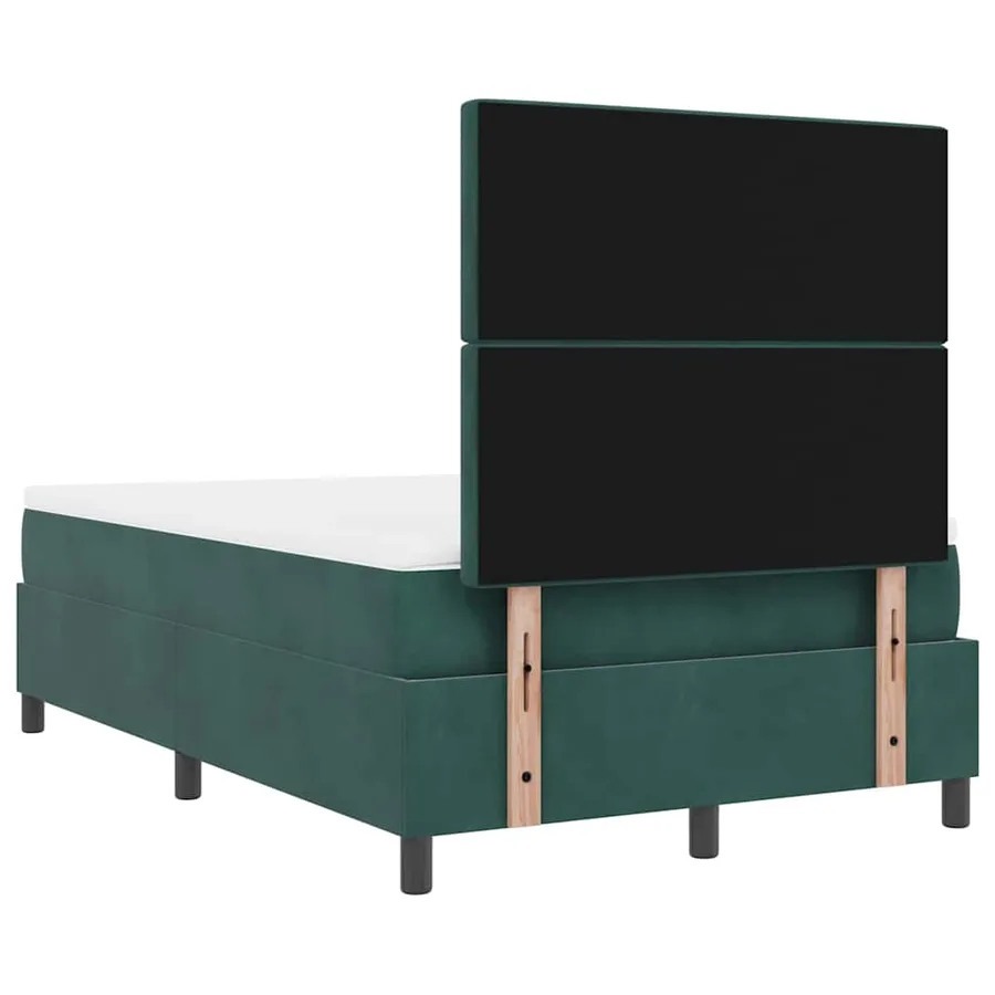 Lit à ressorts avec matelas Vert foncé 120 x 190 cm Velours - 9