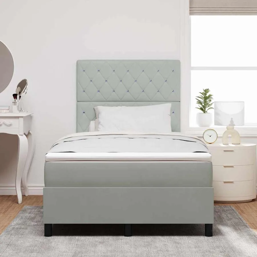 Lit à ressort LED avec matelas Gris clair 120 x 200 cm Velours - 4