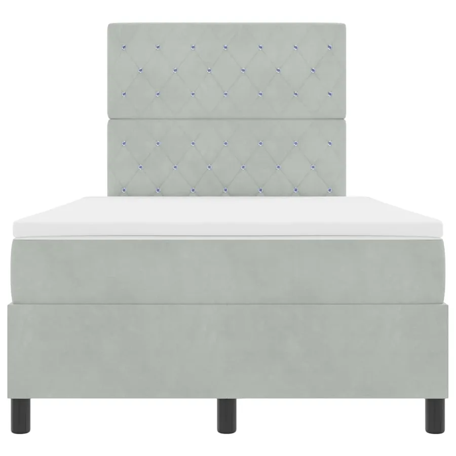 Lit à ressort LED avec matelas Gris clair 120 x 200 cm Velours - 7