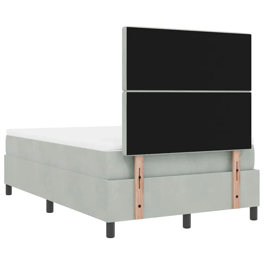 Lit à ressort LED avec matelas Gris clair 120 x 200 cm Velours - 9