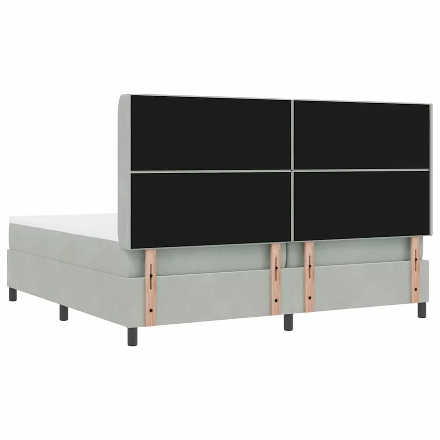 Lit à ressorts avec matelas Gris clair 200 x 200 cm Velours - 8