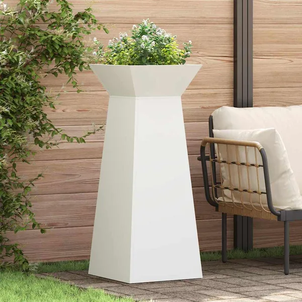 Jardinière à pilier 2 pc Blanc 40 x 40 x 100 cm