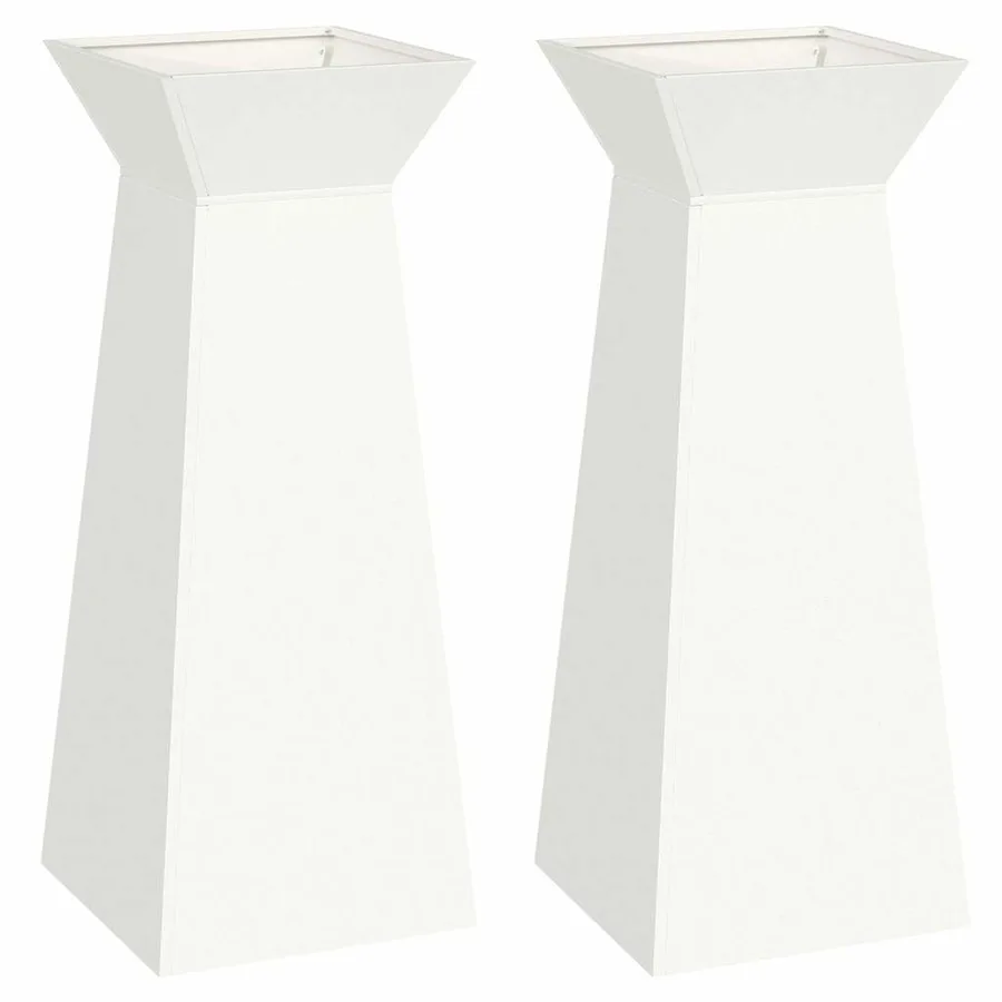 Jardinière à pilier 2 pc Blanc 40 x 40 x 100 cm - 2