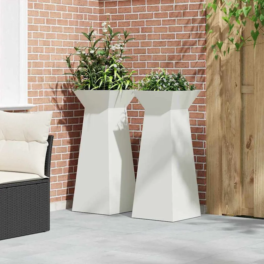 Jardinière à pilier 2 pc Blanc 40 x 40 x 100 cm - 4