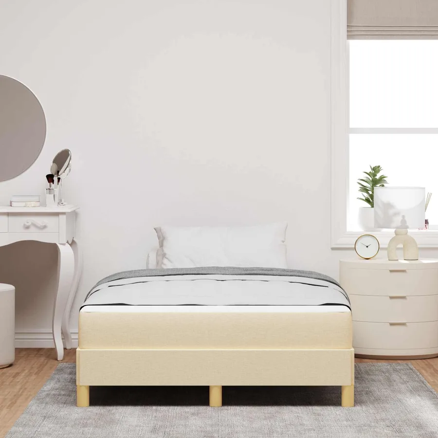 Lit à ressorts avec matelas Crème 120 x 190 cm tissu - 4