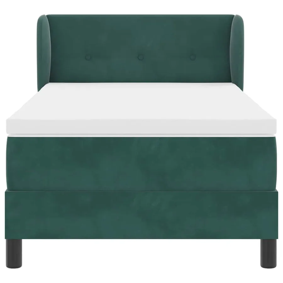 Lit à ressorts avec tête de lit Vert foncé 80 x 200 cm Velours - 7