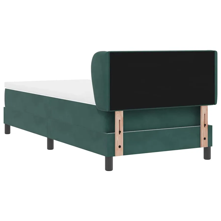 Lit à ressorts avec tête de lit Vert foncé 80 x 200 cm Velours - 9