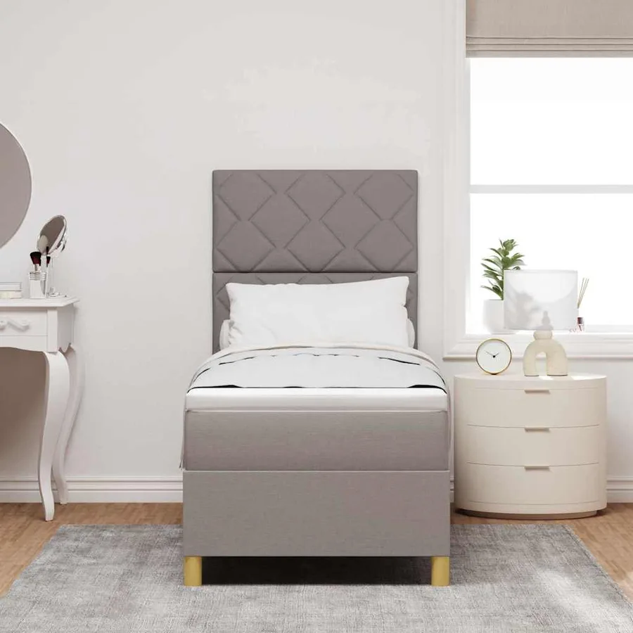 Lit à ressort LED avec tête de lit Taupe 80 x 200 cm tissu - 4