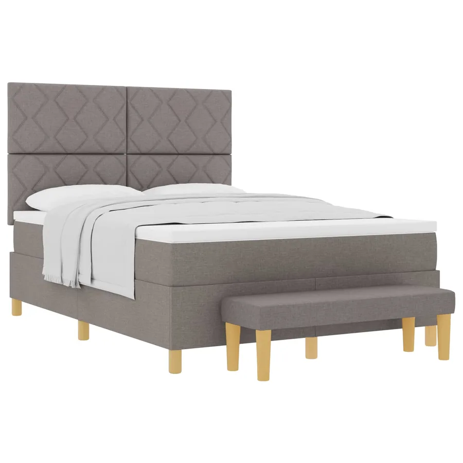 Lit à ressorts avec tête de lit Taupe 200 x 160 cm tissu - 2