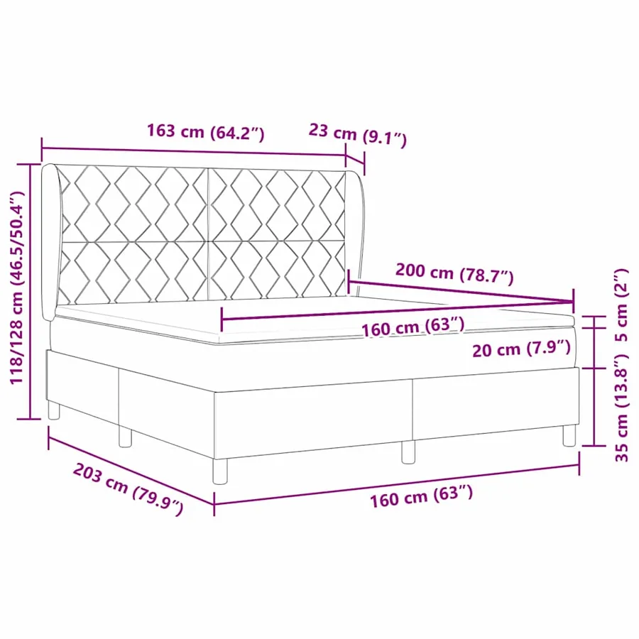 Lit à ressorts avec tête de lit Taupe 200 x 160 cm tissu - 12