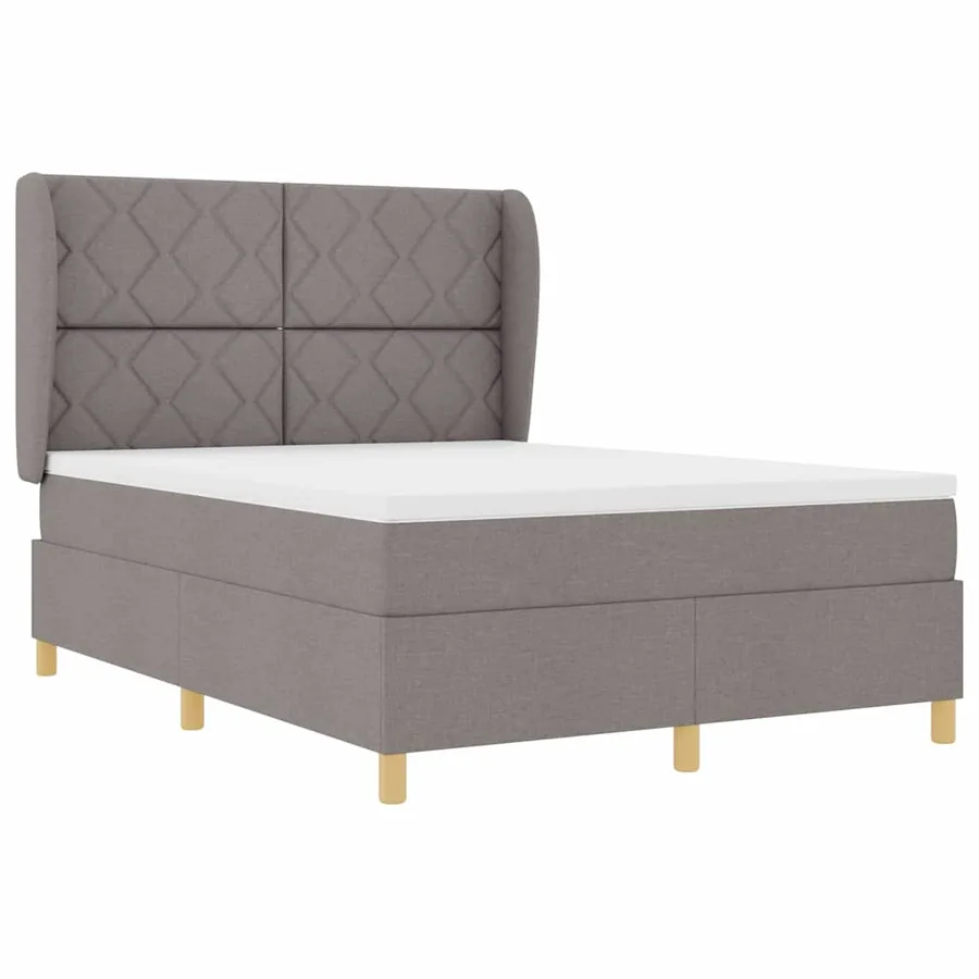Lit à ressorts avec tête de lit Taupe 200 x 160 cm tissu - 4