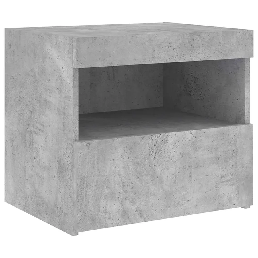 Tables de chevet avec lumières LED 2 pcs gris béton 50x40x45 cm - 7