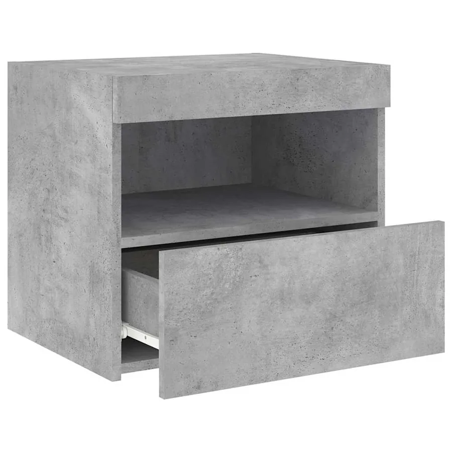 Tables de chevet avec lumières LED 2 pcs gris béton 50x40x45 cm - 8
