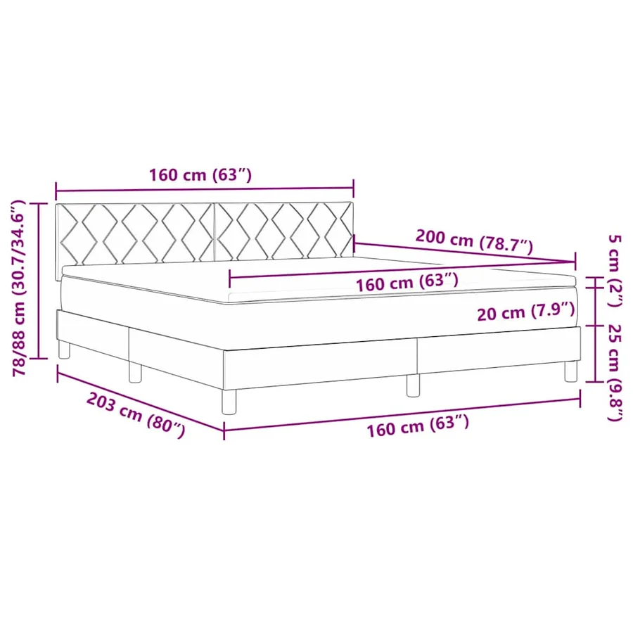 Lit à ressort LED avec bandes LED Taupe 160 x 200 cm tissu - 14