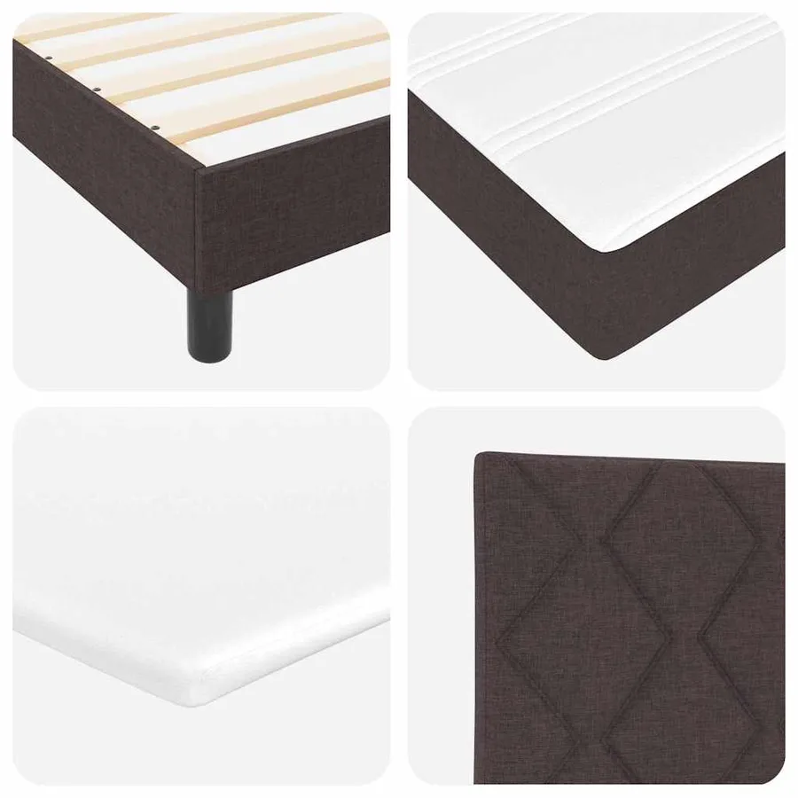 Lit à ressorts avec coussin Marron foncé 120 x 200 cm tissu - 10