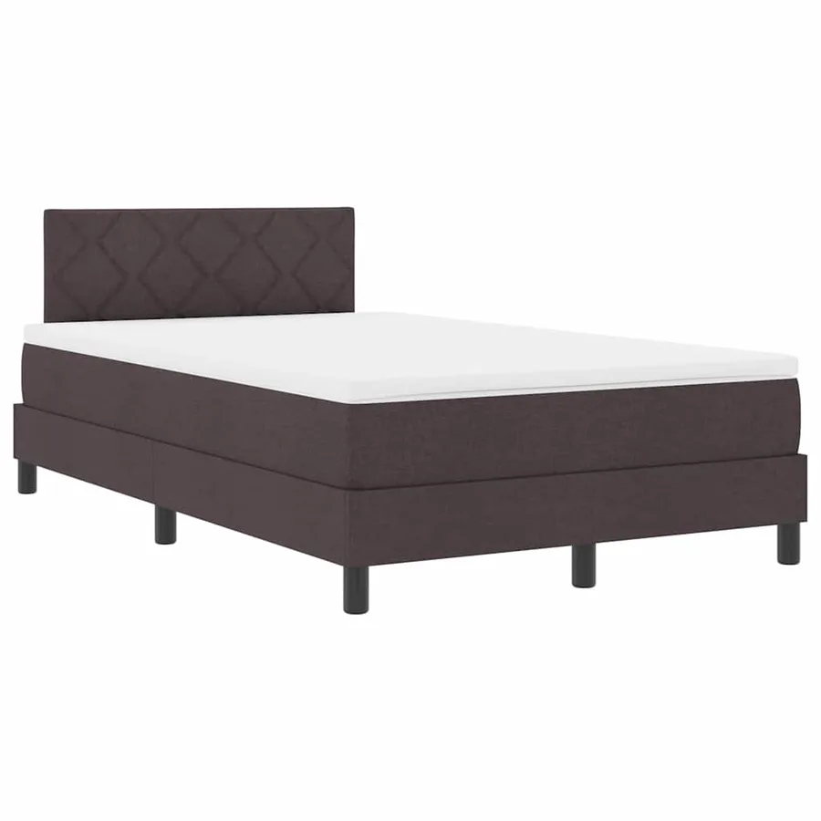 Lit à ressorts avec coussin Marron foncé 120 x 200 cm tissu - 4