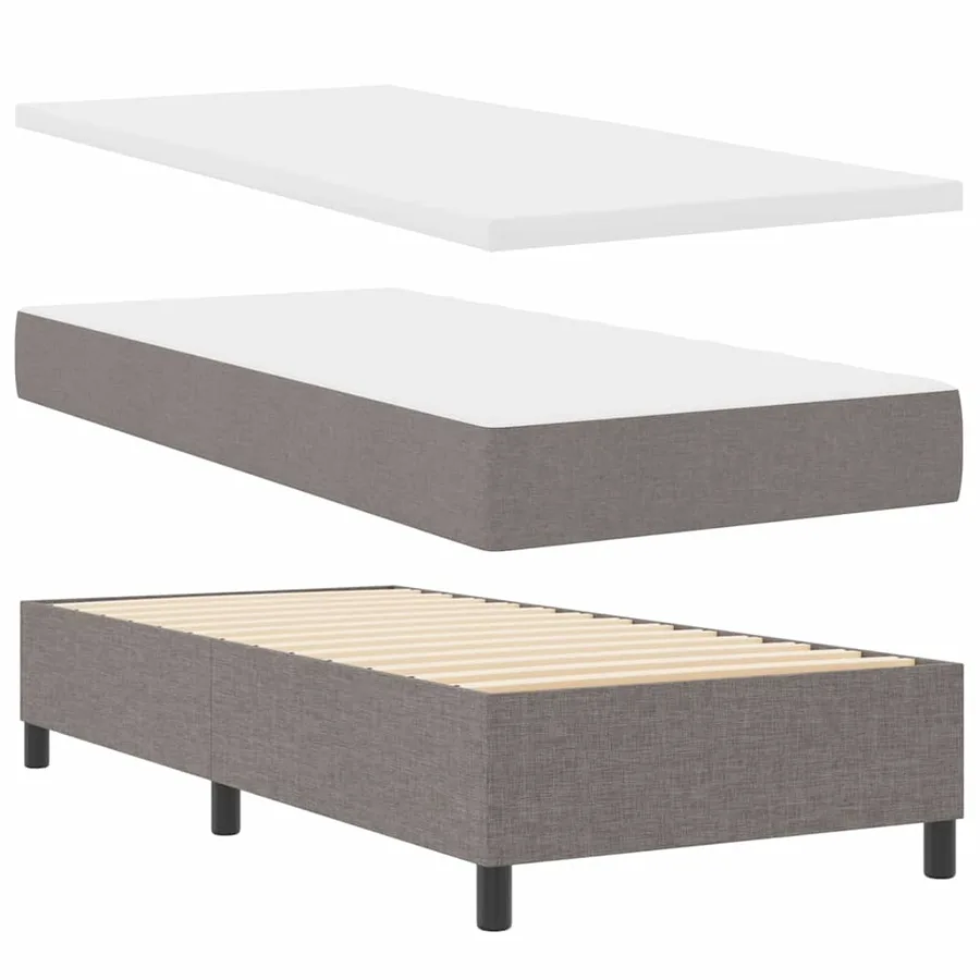Lit à ressorts avec tête de lit Taupe 100 x 200 cm tissu - 6