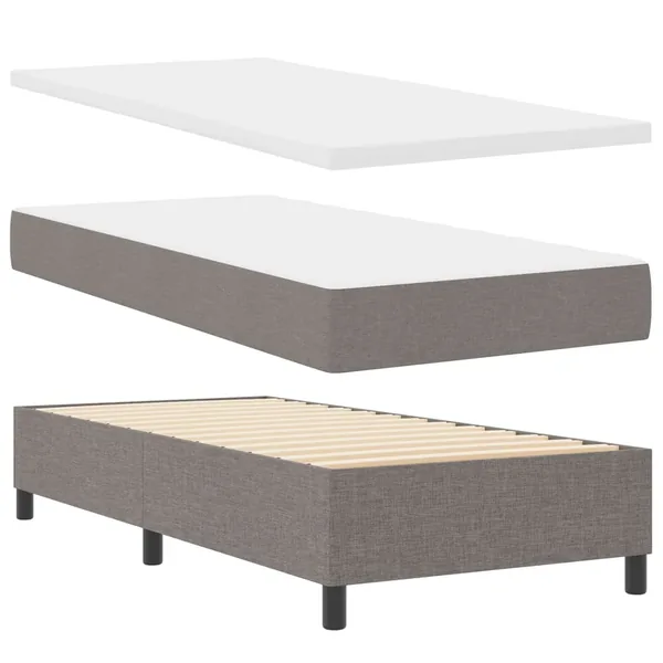 Lit à ressorts avec bandes LED Taupe 100 x 200 cm tissu