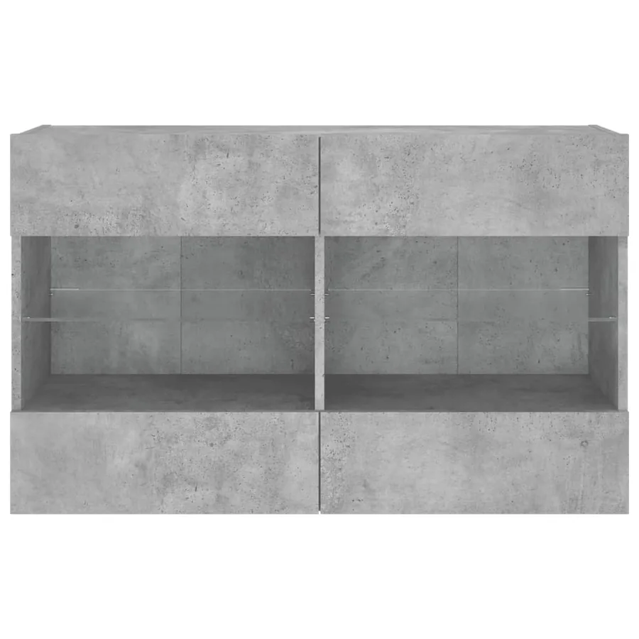 Meuble TV mural avec lumières LED gris béton 98,5x30x60,5 cm - 6