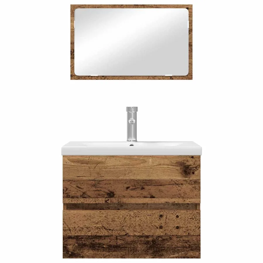 Ensemble de mobilier de salle de bain 3 pcs Bois Ancien - 7