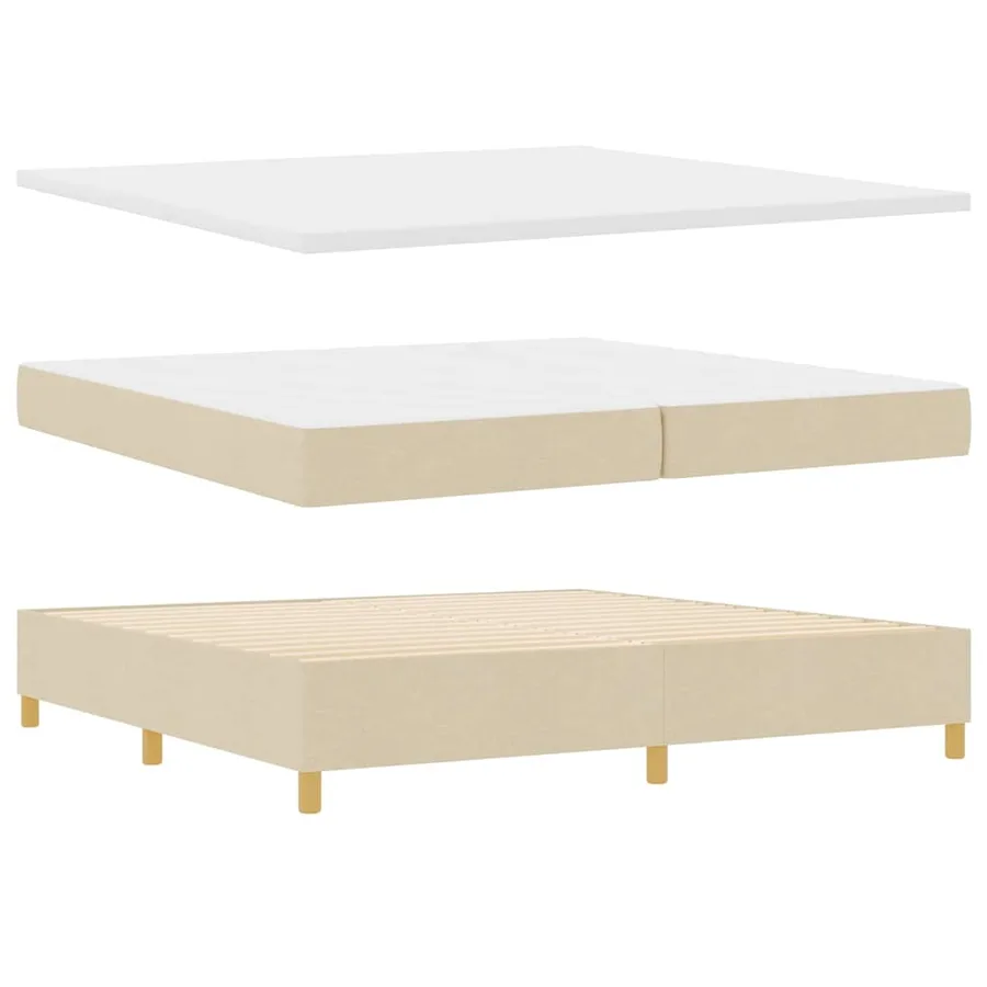 Lit à ressort LED avec tête de lit Crème 200 x 200 cm tissu - 7