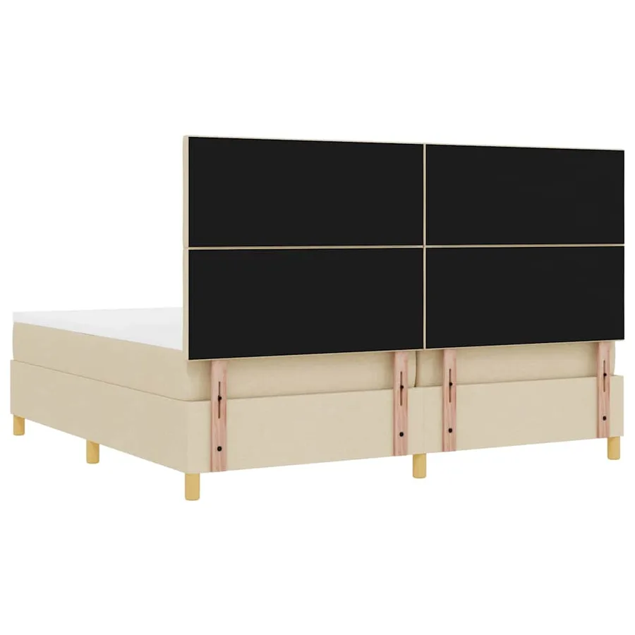 Lit à ressort LED avec tête de lit Crème 200 x 200 cm tissu - 8