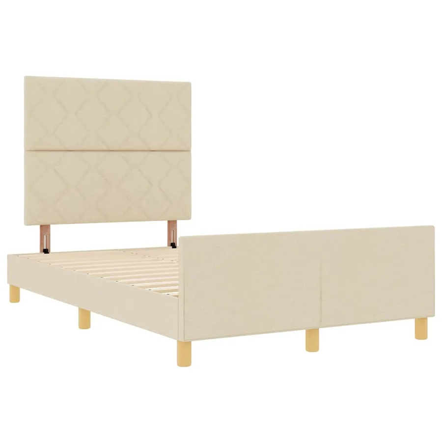 Cadre de lit avec tête de lit Crème 120 x 190 cm tissu - 5