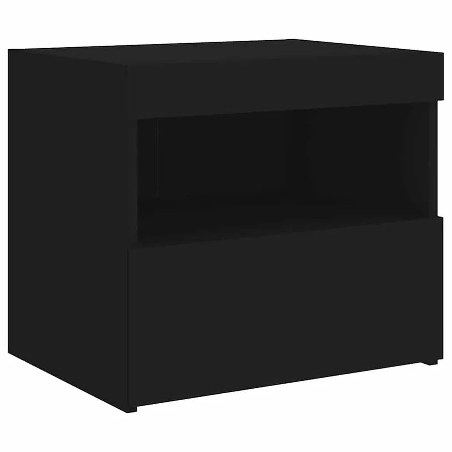 Tables de chevet avec lumières LED 2 pcs noir 50x40x45 cm - 7