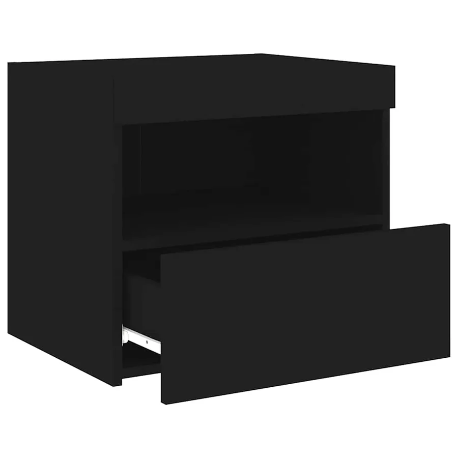 Tables de chevet avec lumières LED 2 pcs noir 50x40x45 cm - 8