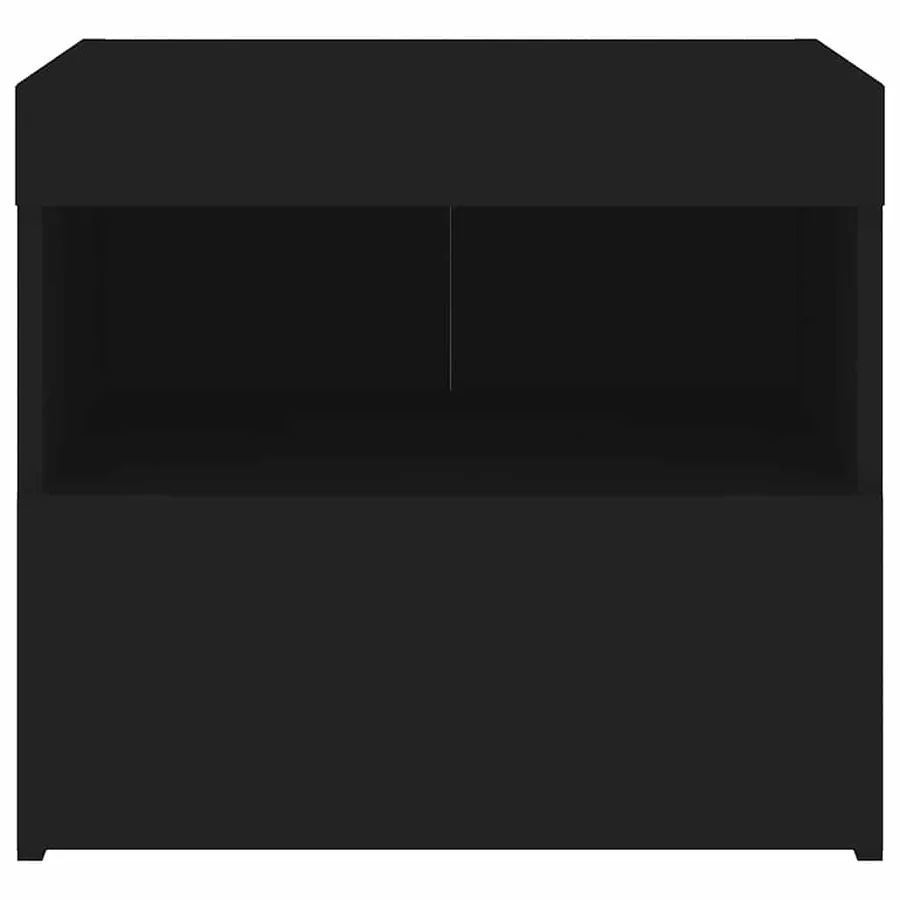 Tables de chevet avec lumières LED 2 pcs noir 50x40x45 cm - 9