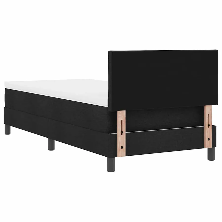Lit à ressorts avec coussin Noir 100 x 200 cm tissu - 8
