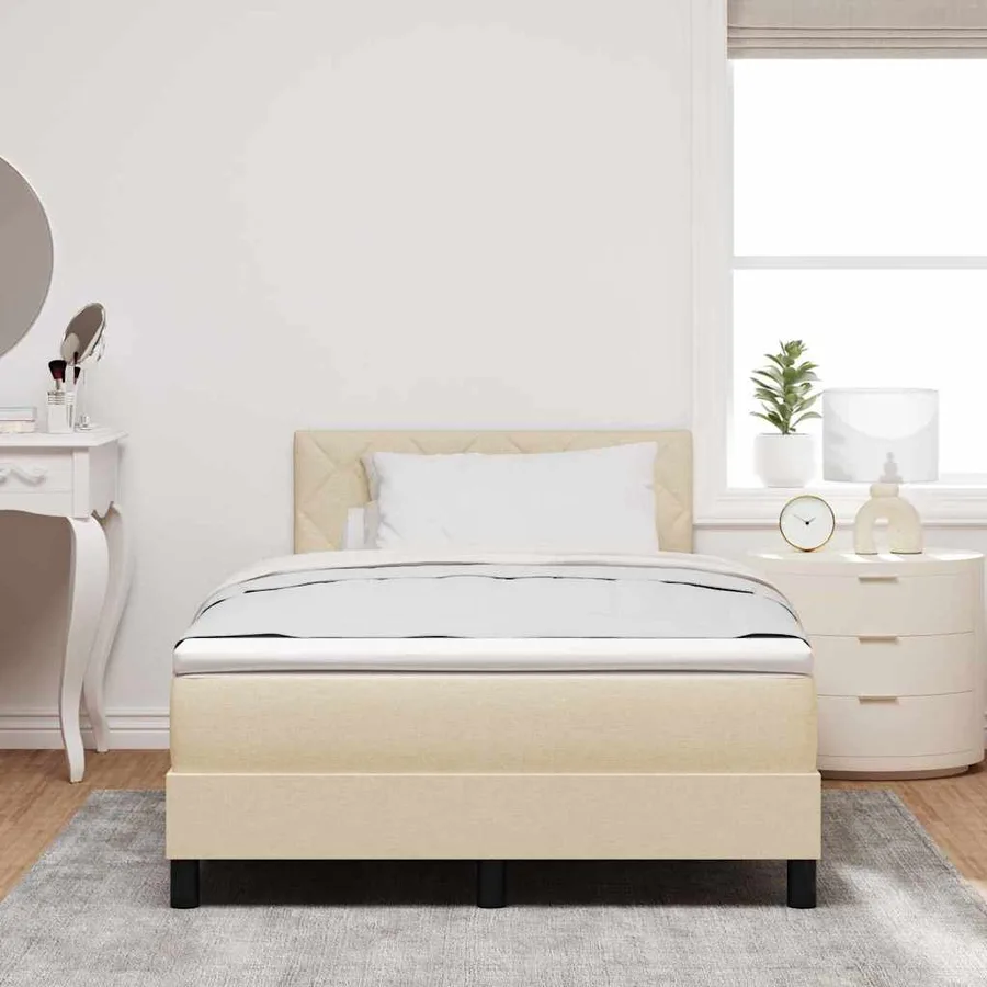 Lit à ressorts avec bandes LED Crème 120 x 200 cm tissu - 4