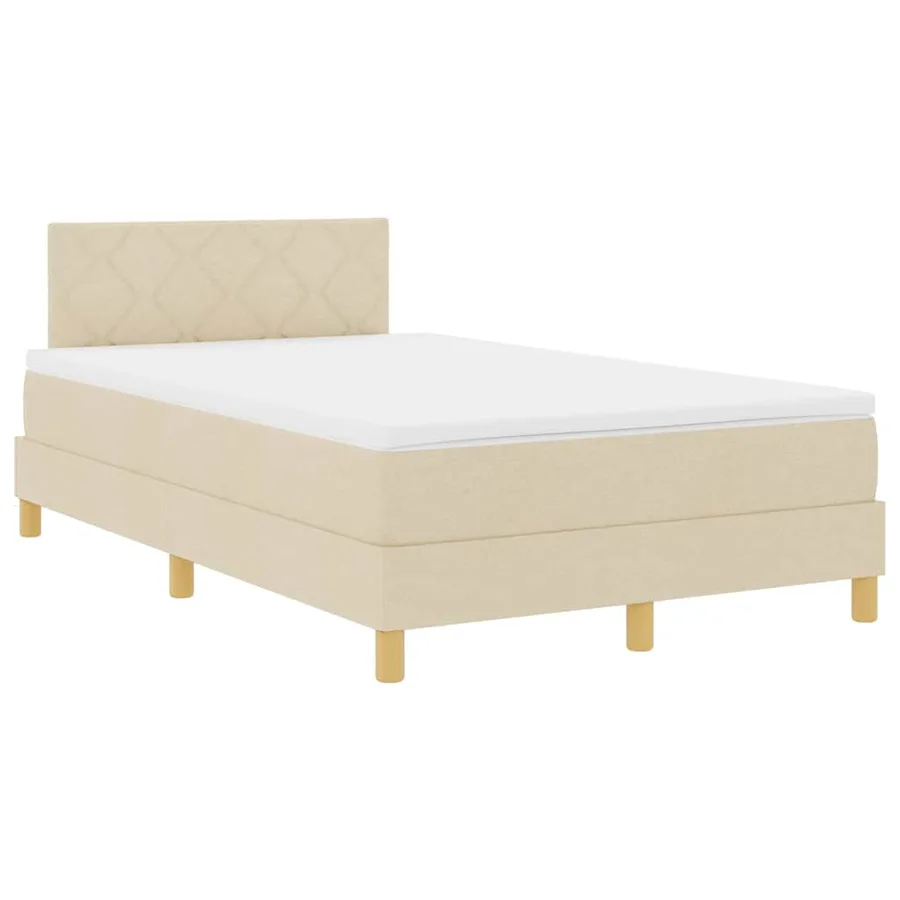 Lit à ressort LED avec coussin Crème 120 x 190 cm tissu - 2
