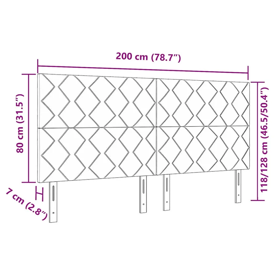 Tête de lit Gris clair 200 cm tissu - 9