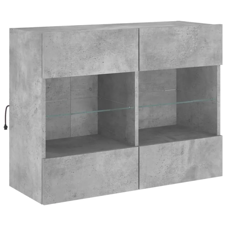 Meuble TV mural avec lumières LED gris béton 78,5x30x60,5 cm - 5