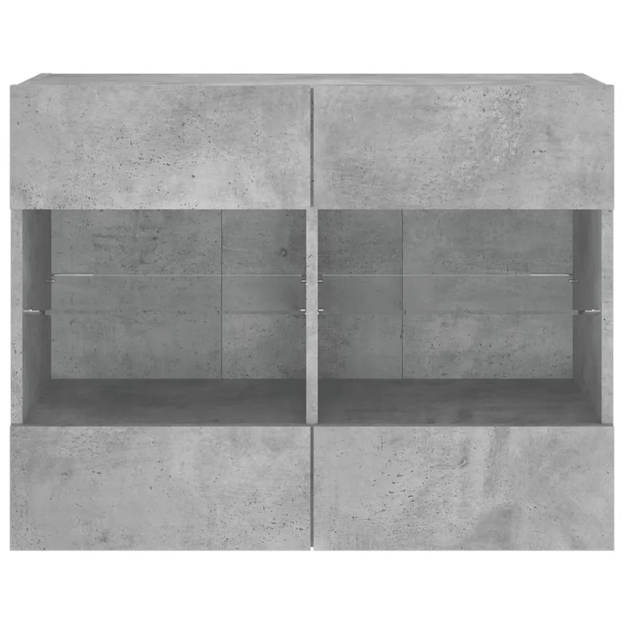 Meuble TV mural avec lumières LED gris béton 78,5x30x60,5 cm - 6