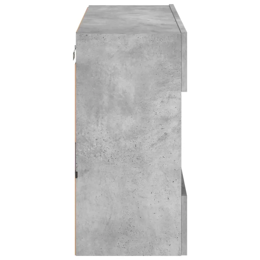 Meuble TV mural avec lumières LED gris béton 78,5x30x60,5 cm - 9