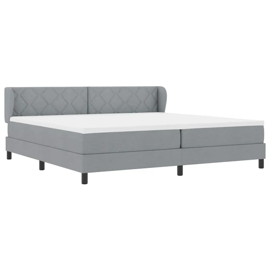 Lit à ressorts avec tête de lit Gris clair 200 x 200 cm tissu - 6