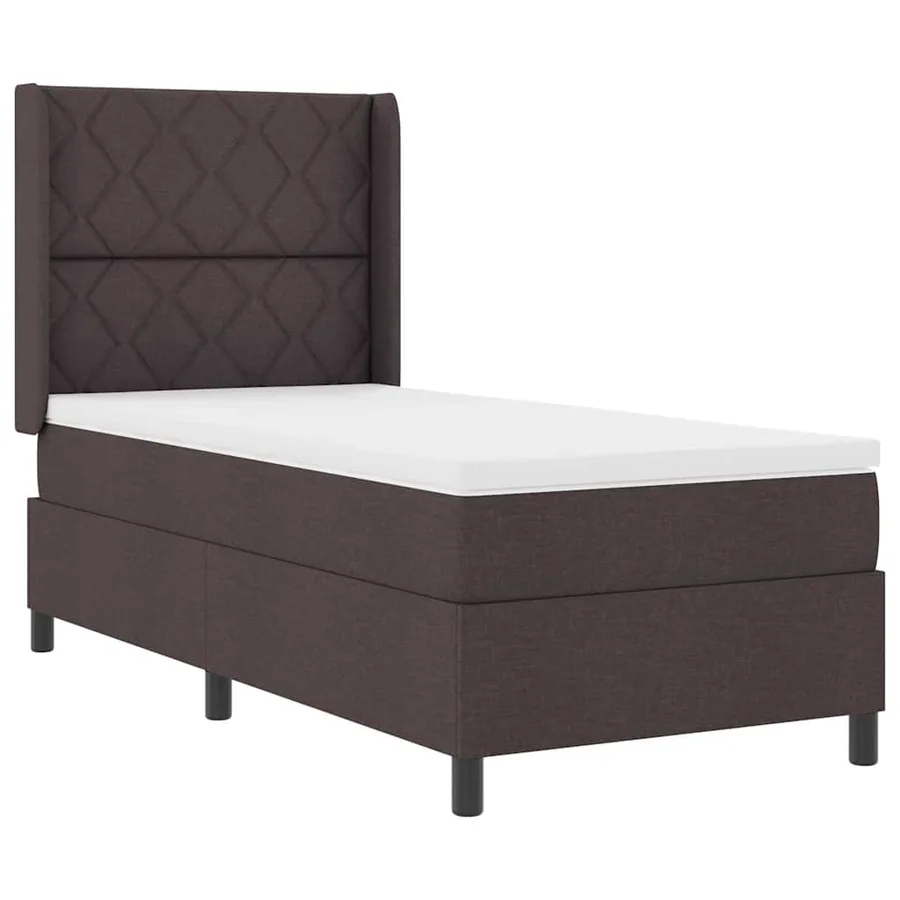 Lit à ressort LED Marron foncé 100 x 200 cm tissu - 2